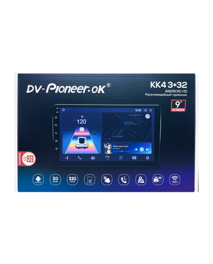 Магнитола android (9 дюймов) Dv-Pioneer.OK KK4 3+32