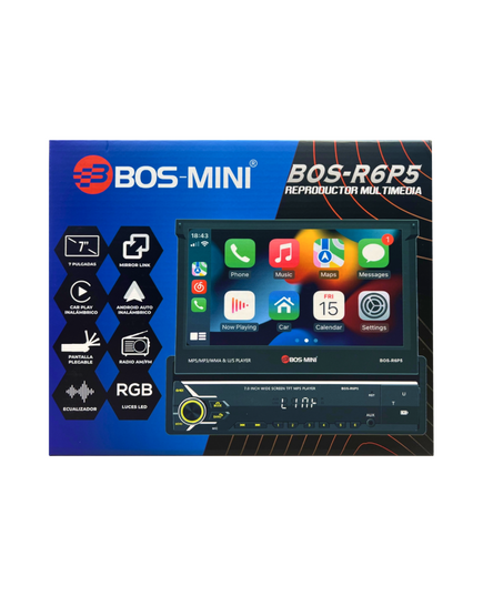 Выдвижная магнитола (1din) BOS-MINI BOS-R6P5